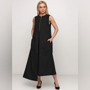 COS Black Sleeveless Zip-Front Maxi Dress